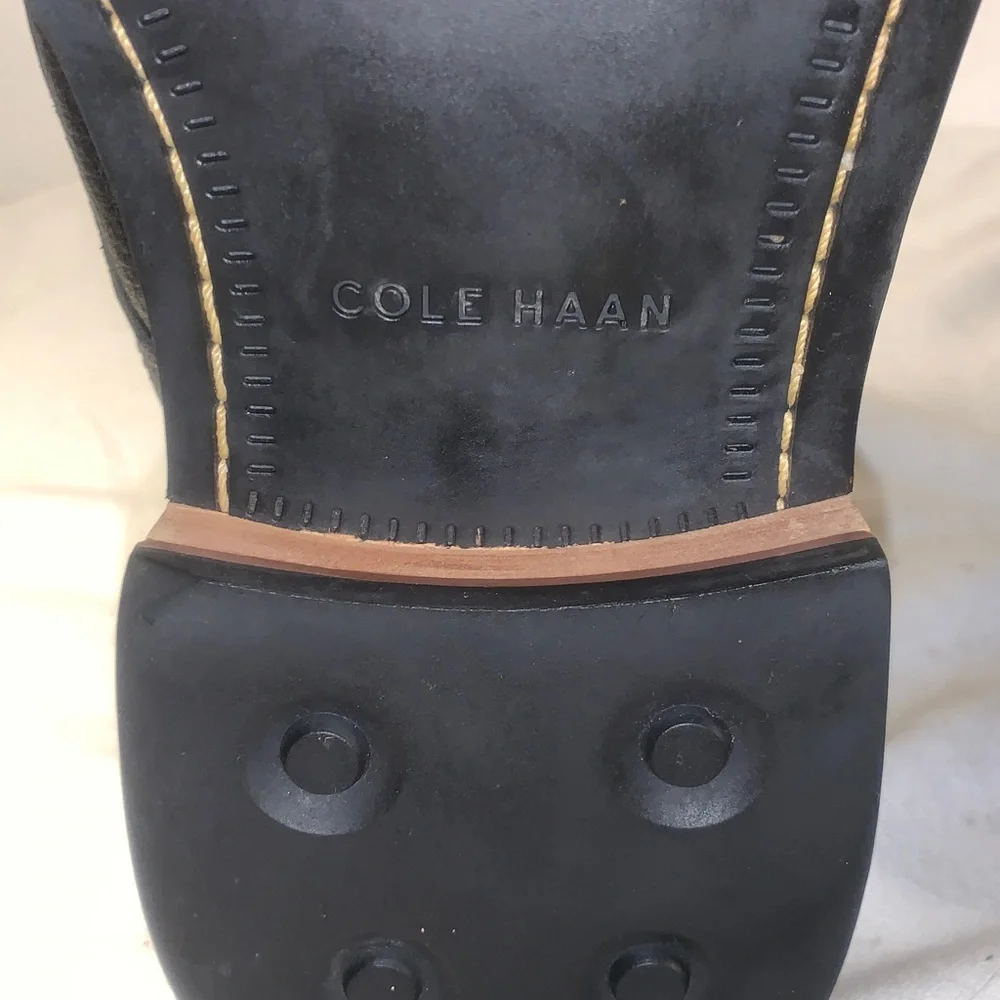 Cole Haan Mens Black Leather Lace-Up Ankle Boots